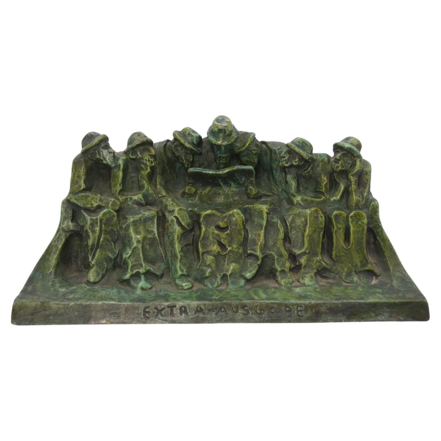 HÉLÈNE ZELEZNY-SCHOLTZ (1882-1974). A bronze sculpture “Reading of the newspaper For Sale