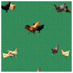 Helen's Yard Chicken Printed Wallpaper in Green