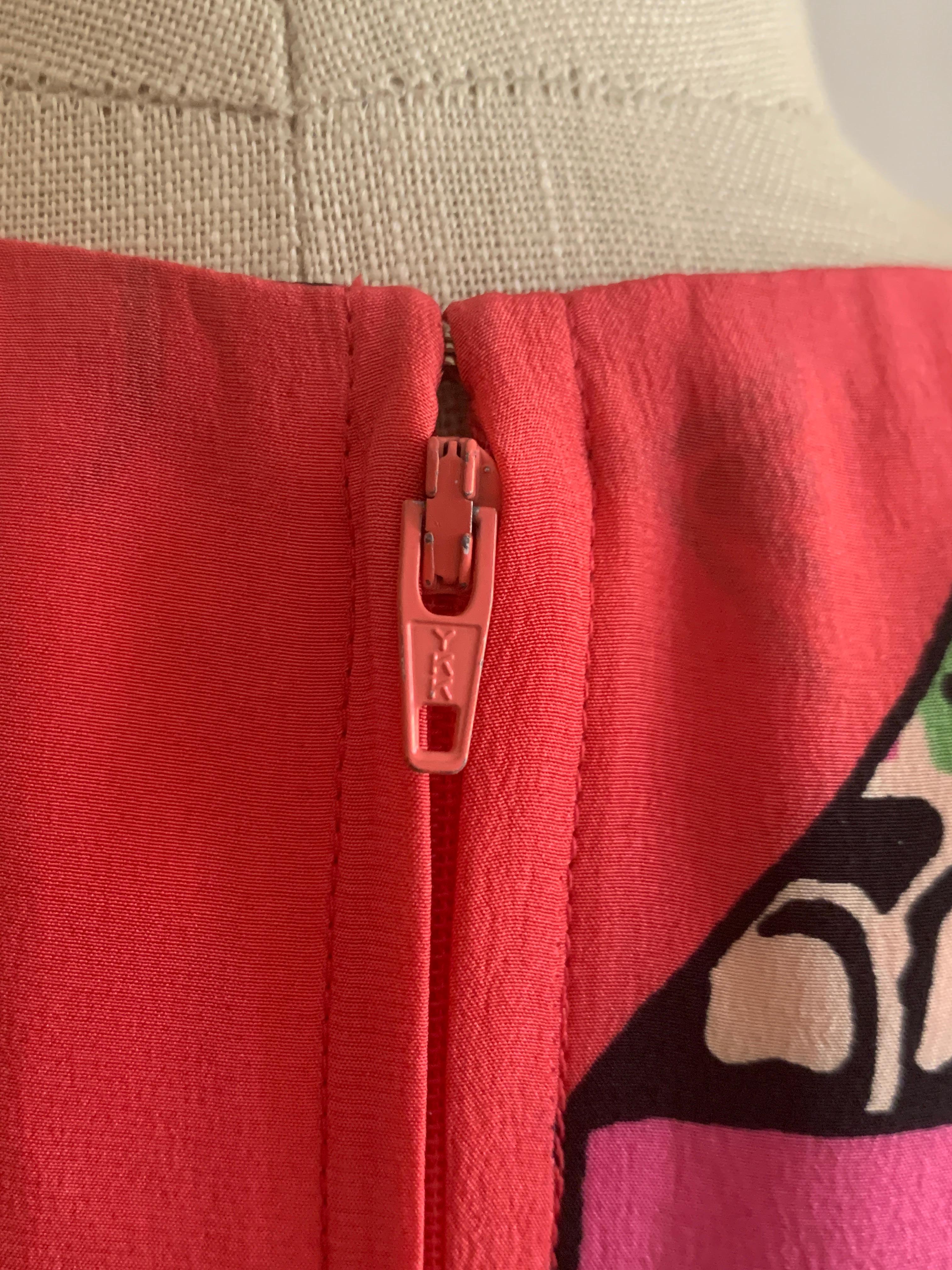 Helga Años 80 Vestido rosa estampado circo Manga larga dobladillo volante en venta 1