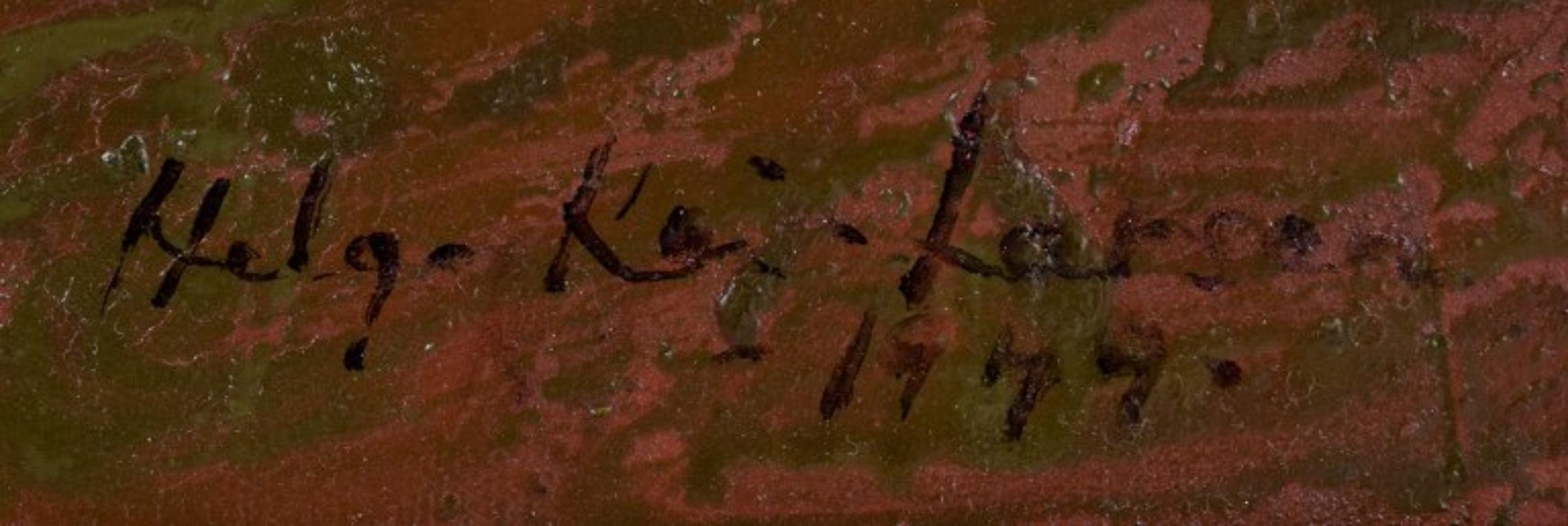Helga Kai-Larsen, schwedische Künstlerin. Öl auf Leinwand. Stillleben mit Schale und Früchten (Mitte des 20. Jahrhunderts) im Angebot