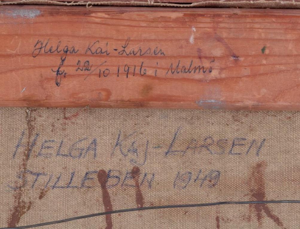Helga Kai-Larsen, schwedische Künstlerin. Öl auf Leinwand. Stillleben mit Schale und Früchten im Angebot 3