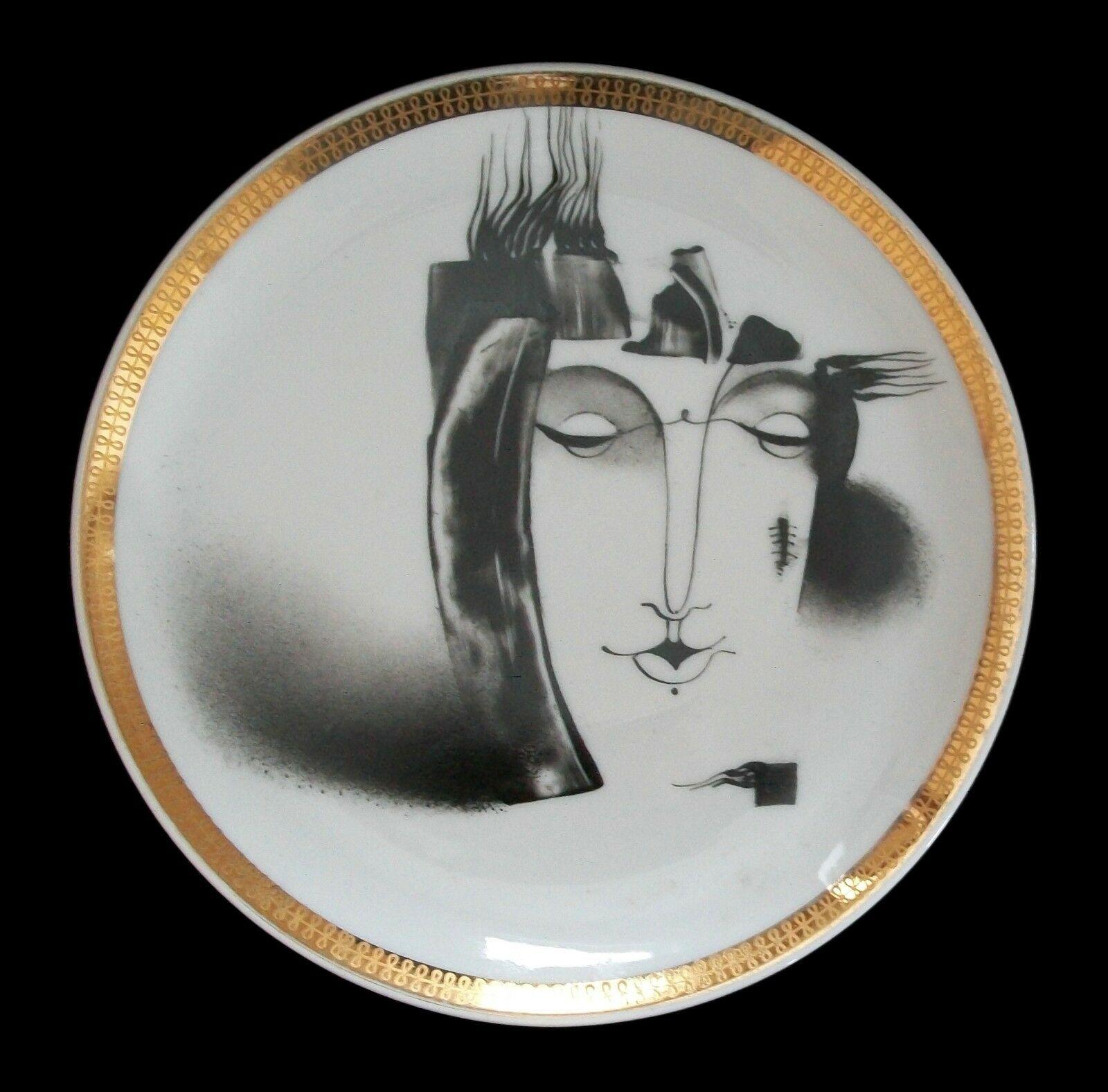 Modern Helga Melnbarde, 'Portrait', Hand Painted Ceramic Plate, Latvia, circa 1988 For Sale