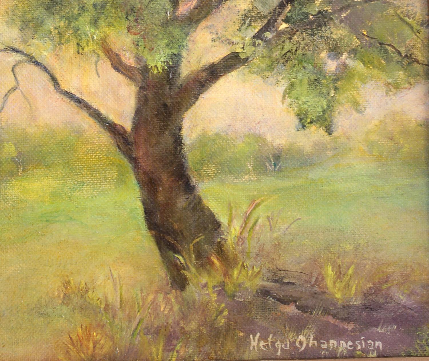 Serenity - Brown Landscape Painting by Helga Ohannesian