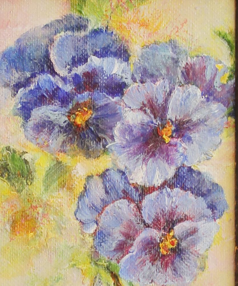 Violets, true blue - Beige Still-Life Painting by Helga Ohannesian