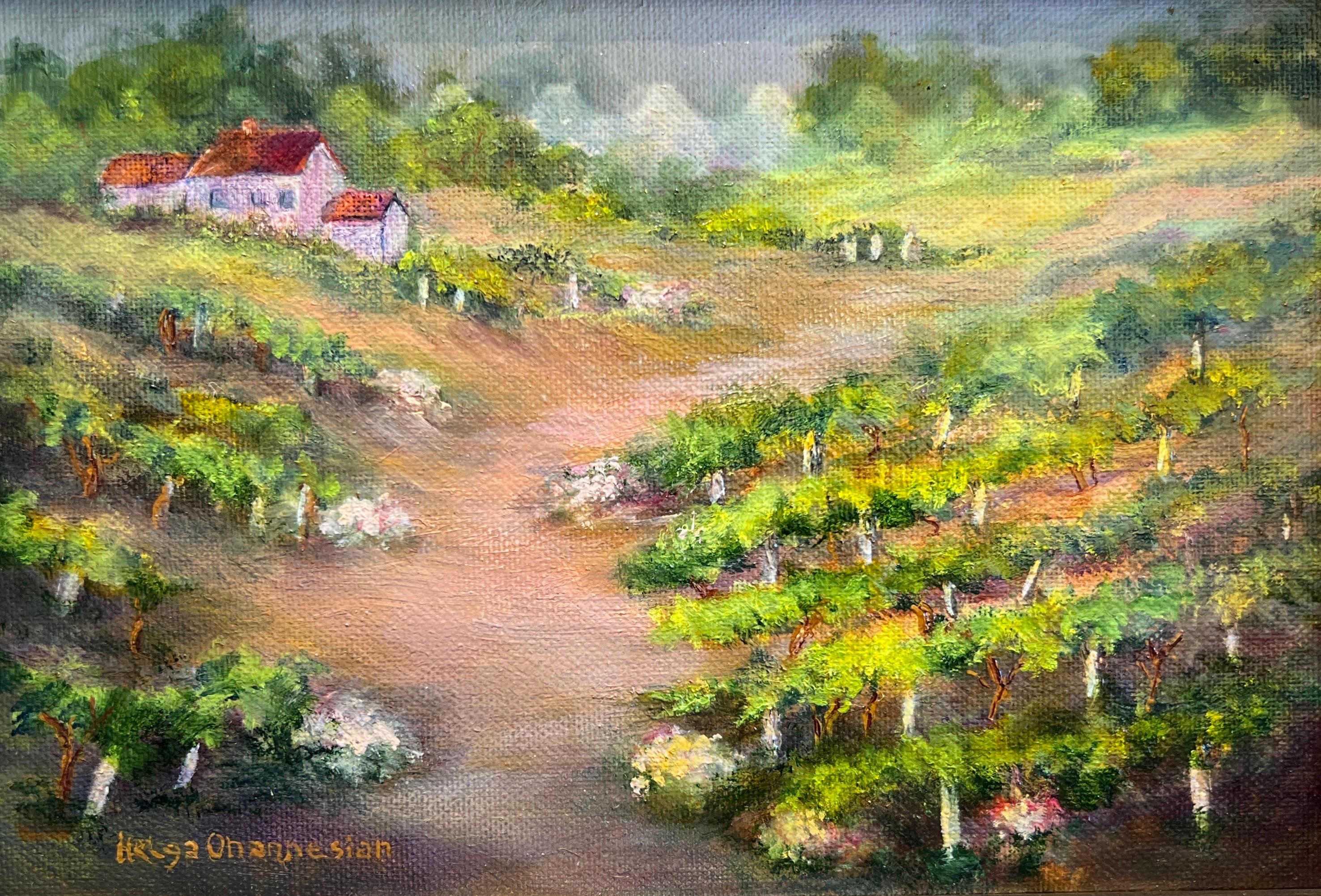 Landscape Painting Helga Ohannesian - Le vin et les roses