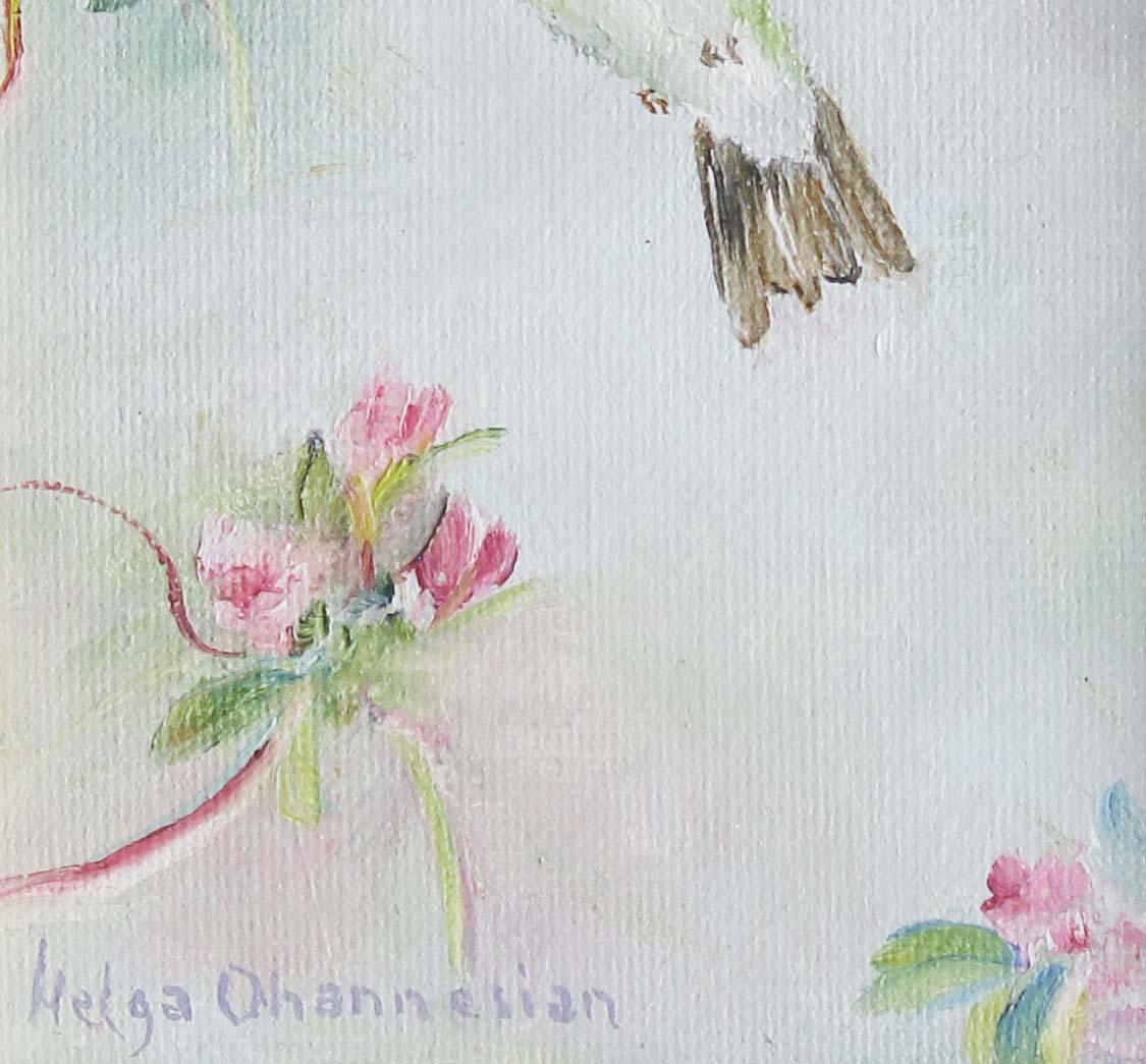Ailes et vignes, oiseaux de compagnie. - Painting de Helga Ohannesian