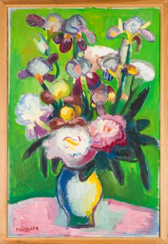Blumenstillleben mit Iris und Pfingstrosen