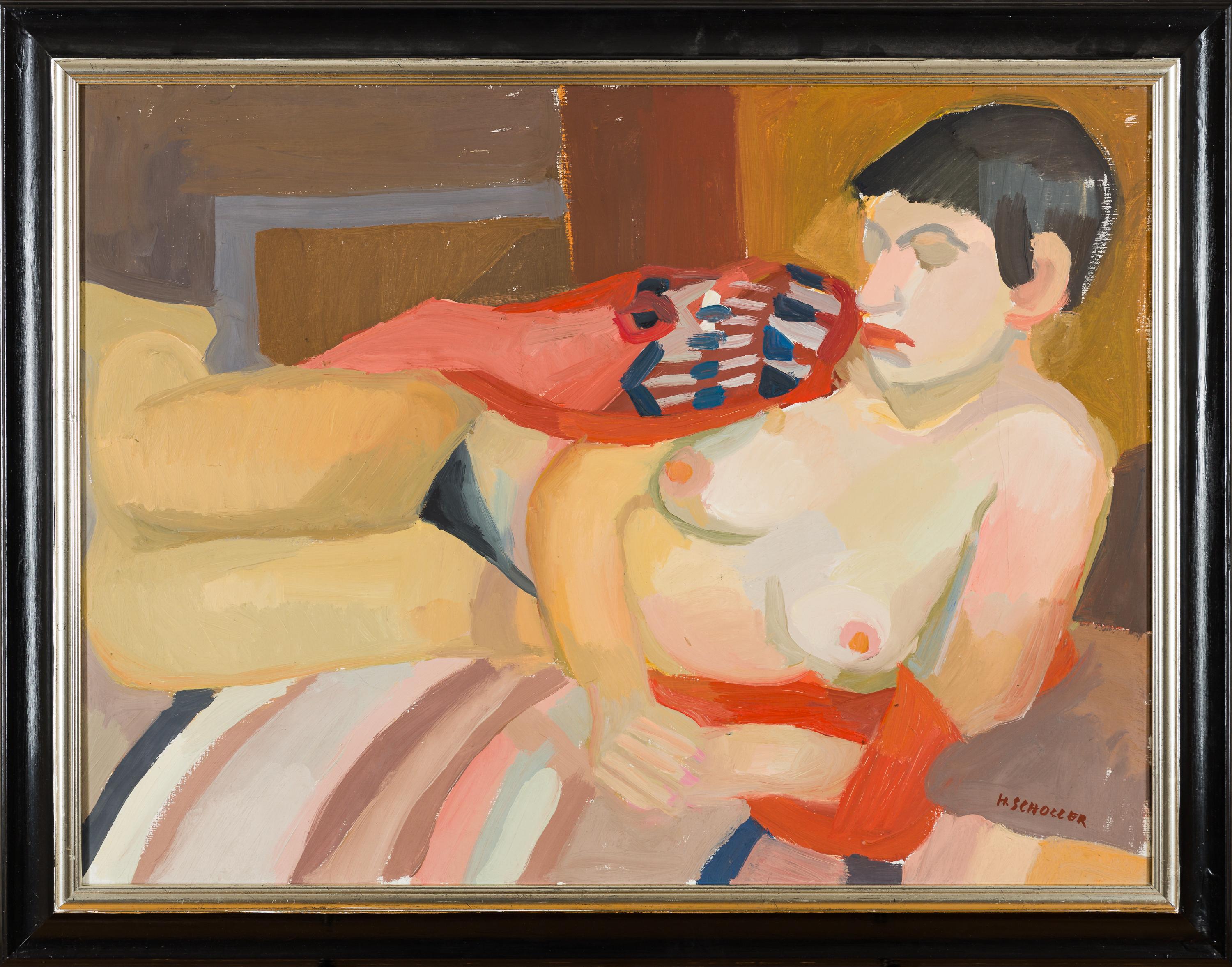 Liegender Akt - Painting by Helga Scholler