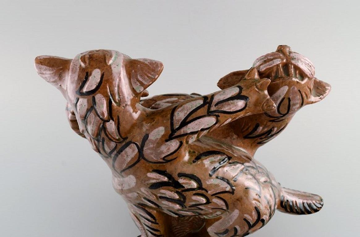 Danish Helge Christoffersen, Denmark, Unique Figure in Stoneware, Cats For Sale