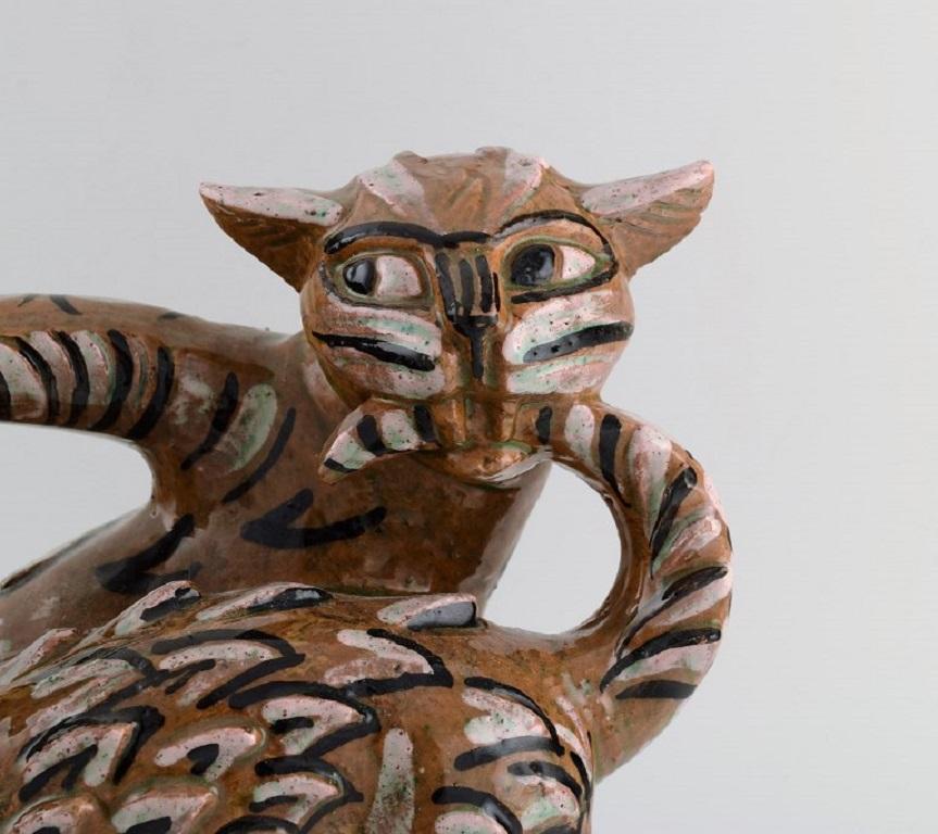 Helge Christoffersen, Dänemark, einzigartige Figur aus Steingut, Katzen im Angebot 1