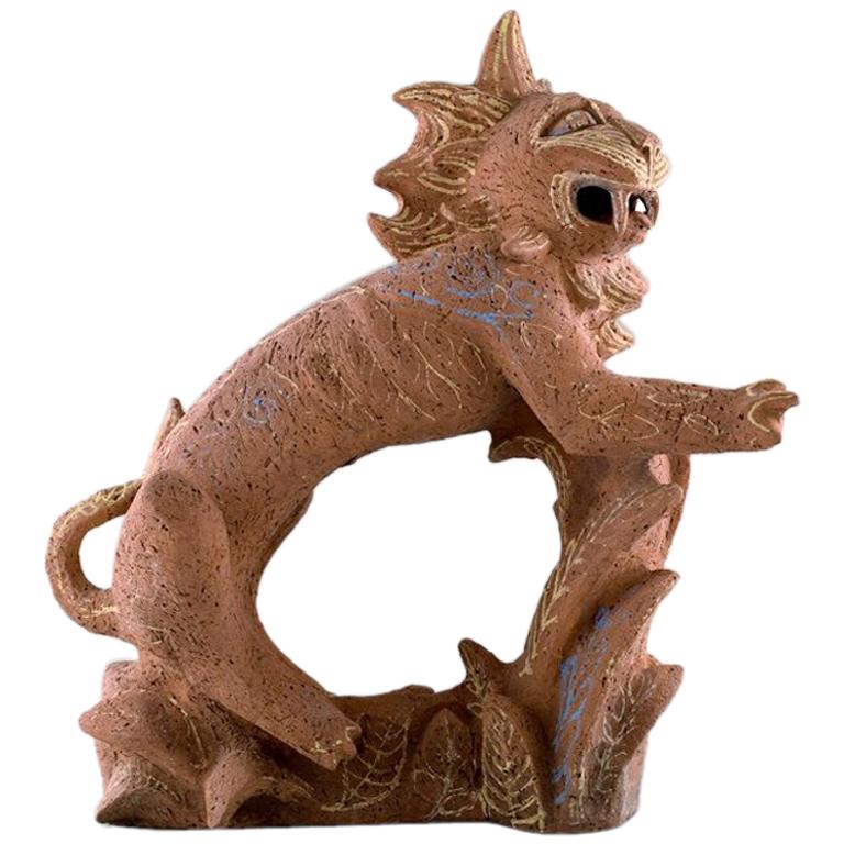 Helge Christoffersen Colossal Unique Figure of Cat. High Quality Sculpture For Sale