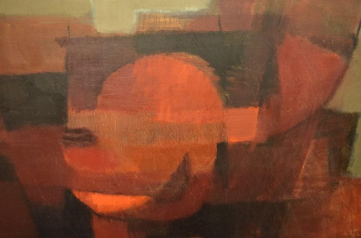 Moderne Helge Ernst (1916-1991), huile sur toile, composition abstraite, 1970 en vente