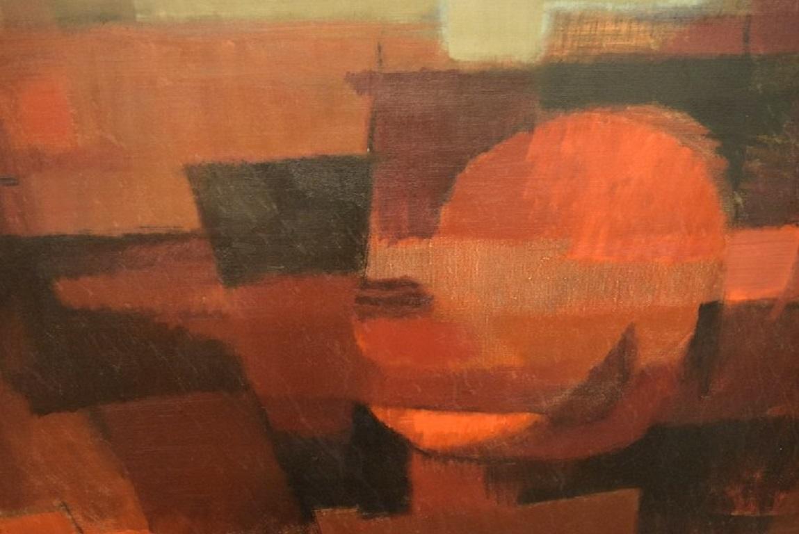Danois Helge Ernst (1916-1991), huile sur toile, composition abstraite, 1970 en vente
