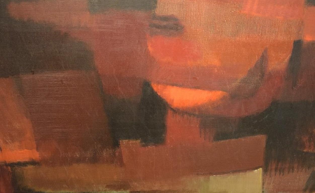 Helge Ernst '1916-1991', Öl auf Leinwand, Abstrakte Komposition, 1970er Jahre im Zustand „Hervorragend“ im Angebot in Copenhagen, DK