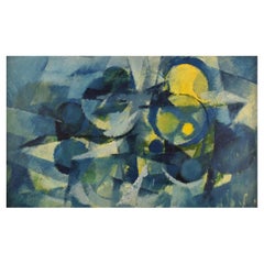 Helge Ernst, Danish Artist, Oil on Canvas, "Impression", 1972