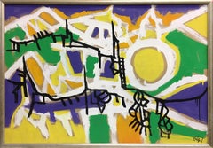 A Large & Colorful AbEx Painting by Danish Artist Helge Jacobsen