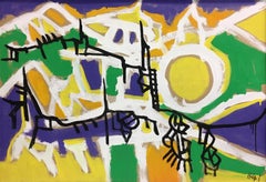 Una pintura AbEx grande y colorida del artista danés Helge Jacobsen