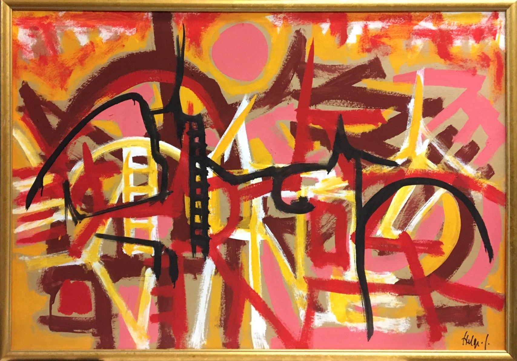 A Vibrant & Large AbEx Painting by Helge Jacobsen For Sale 1