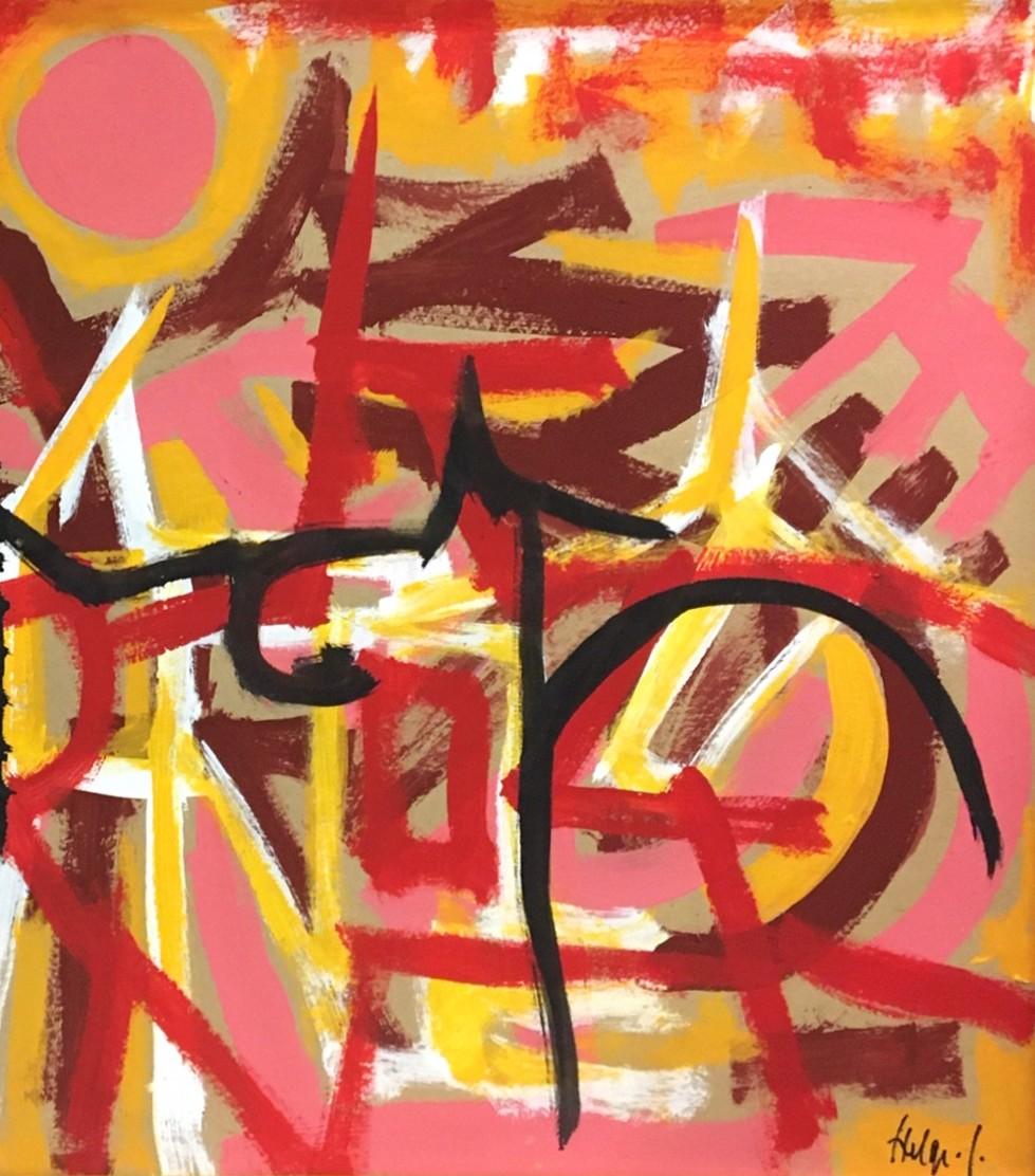 A Vibrant & Large AbEx Painting by Helge Jacobsen For Sale 2