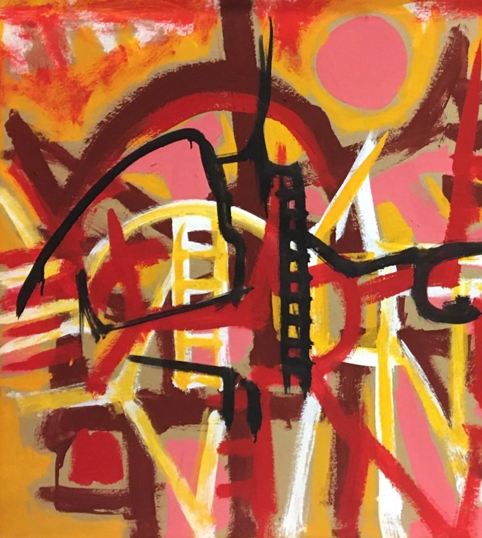 A Vibrant & Large AbEx Painting by Helge Jacobsen For Sale 3