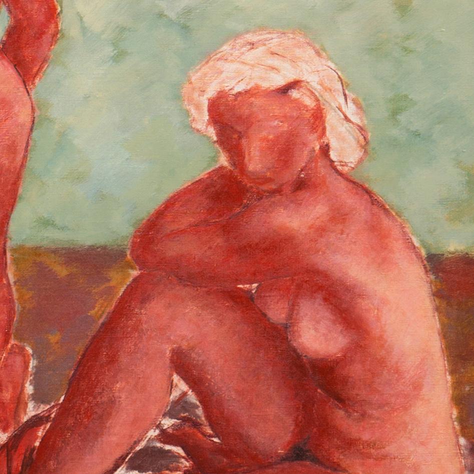 'Figural Study, Rust & Jade', Paris, Grønningen, Danish National Museum - Post-Impressionist Painting by Helge Jensen