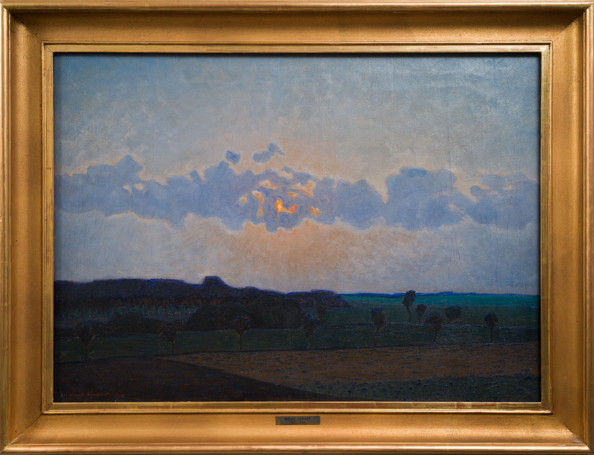 Pittura di paesaggio scandinavo con vista su Romeleåsen - Painting di Helge Kemner