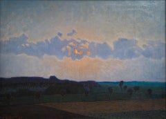 Pittura di paesaggio scandinavo con vista su Romeleåsen