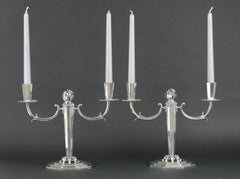 Helge Lindgren Swedish Modern Silver Candelabras Stockholm, 1943