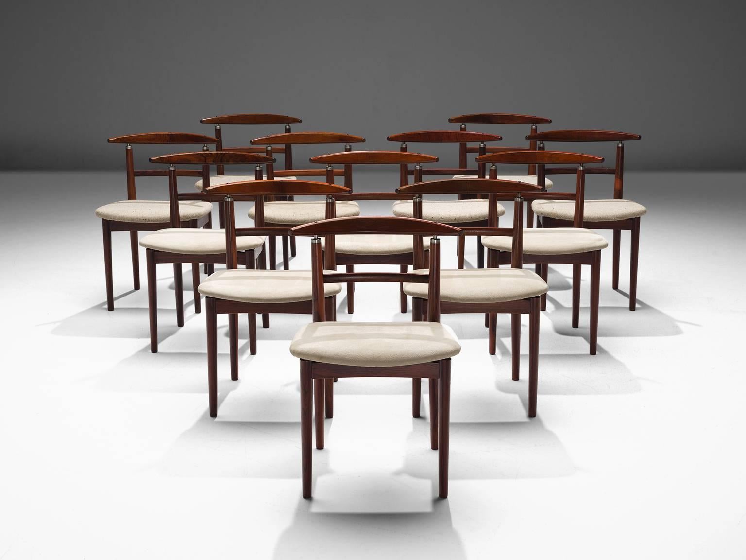 Danish Helge Sibast & Børge Rammeskov Set of 12 Dining Chairs in Rosewood
