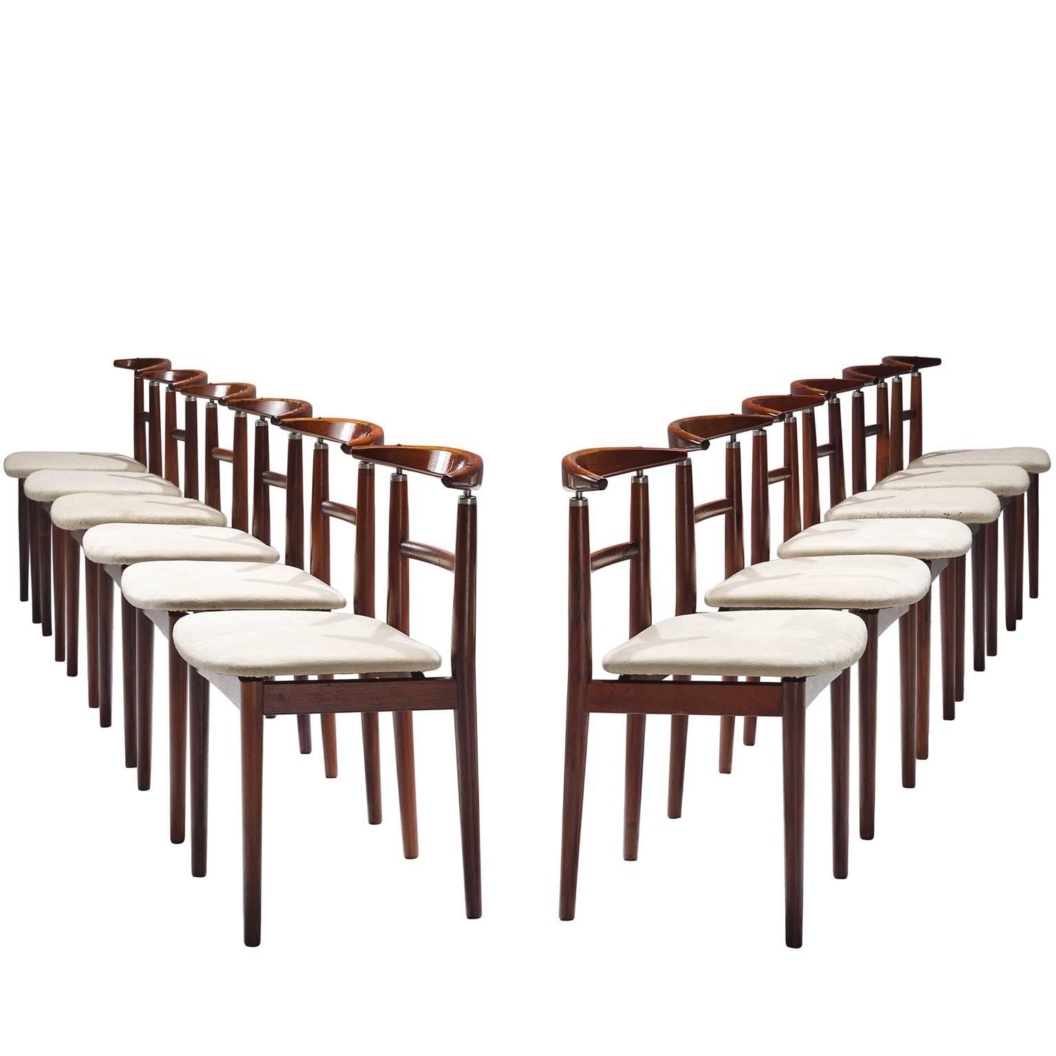 Helge Sibast & Børge Rammeskov Set of 12 Dining Chairs in Rosewood