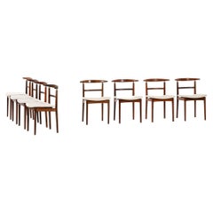 Helge Sibast & Børge Rammeskov 8 Sillas de comedor de palisandro y tela, 1962