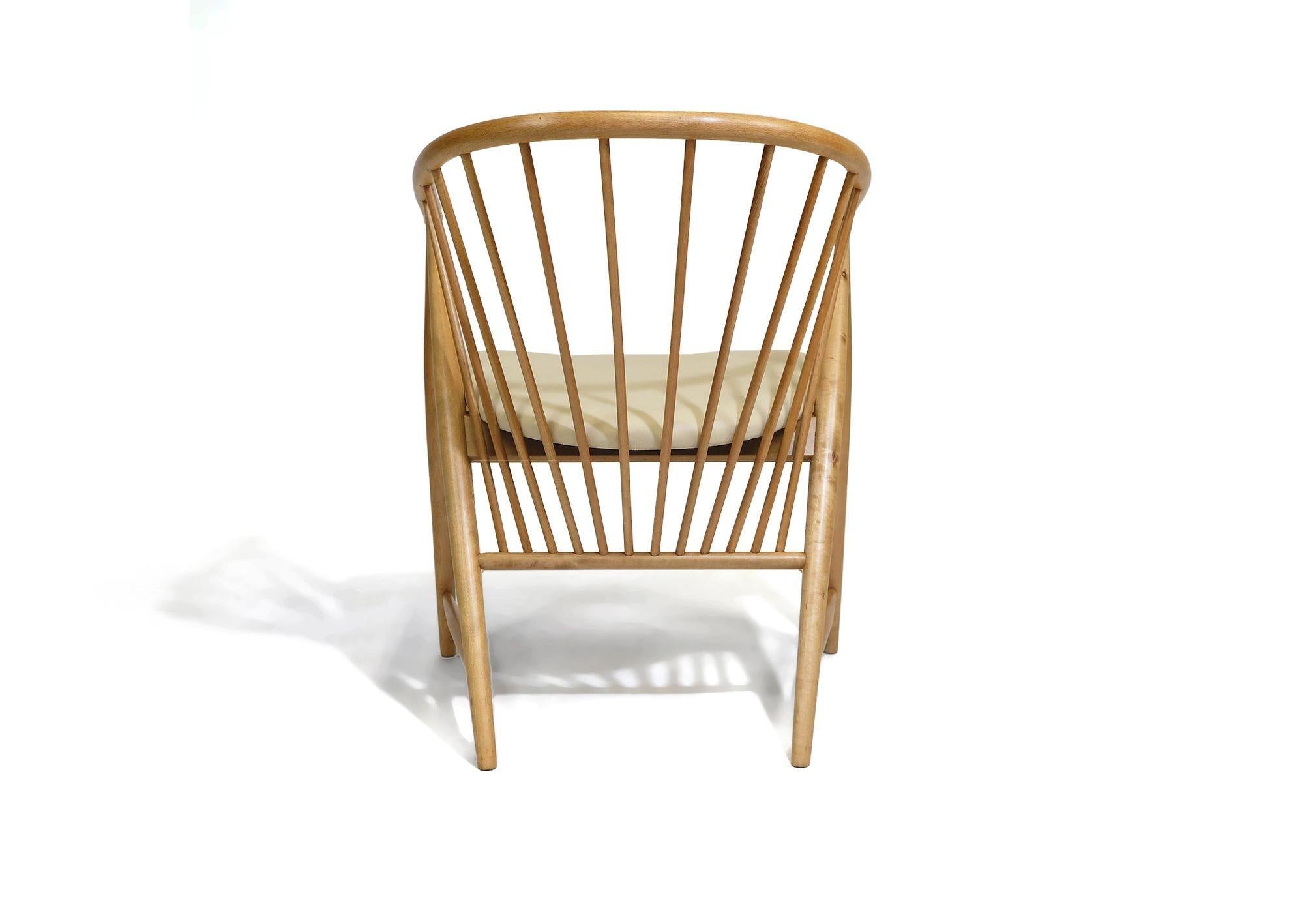 Leather Helge Sibast Danish Beech Arm Chair For Sale