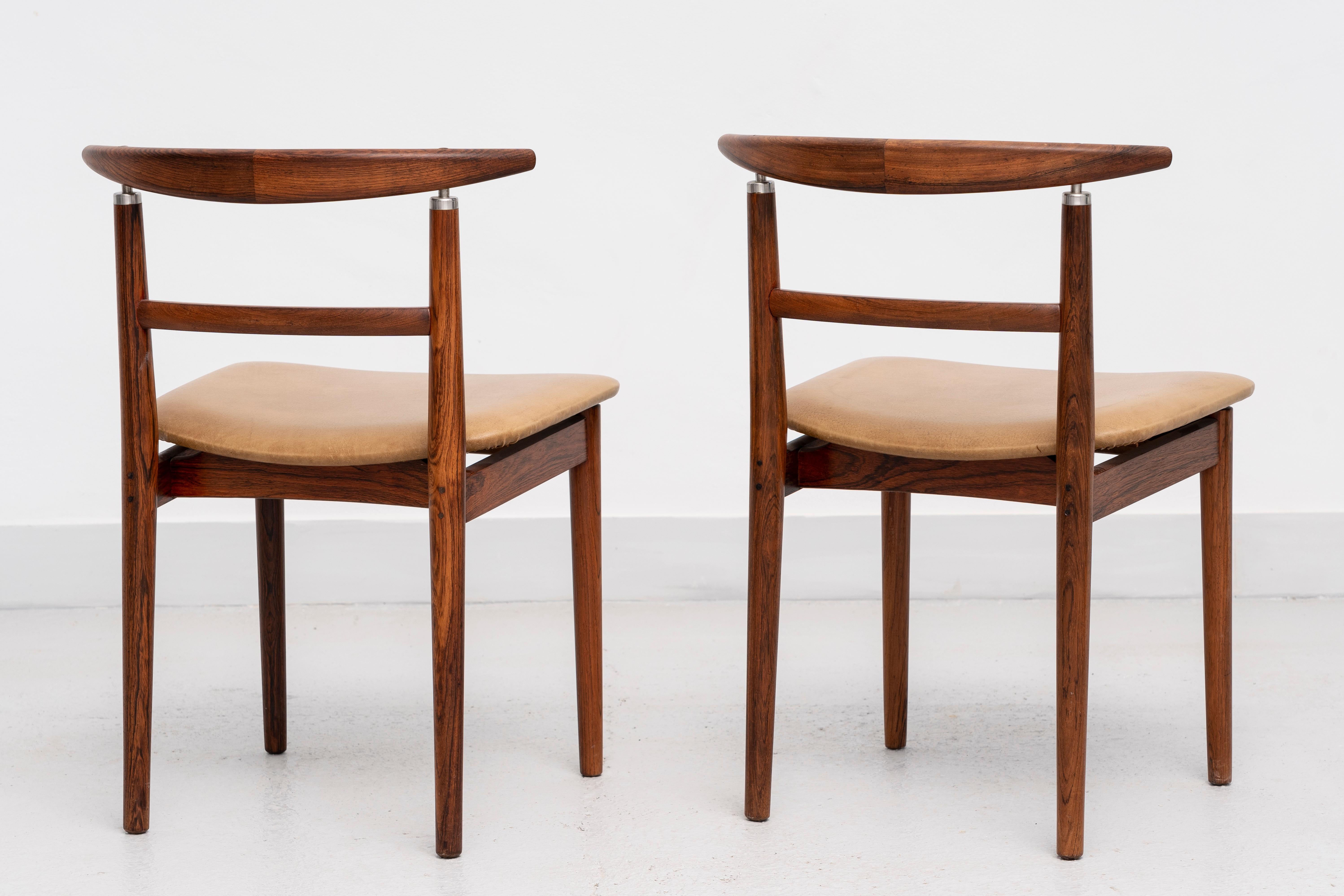 Mid-20th Century HELGE SIBAST ( Denmark, 1908-1984) Set of six chairs, model 465, c. 1962. For Sale