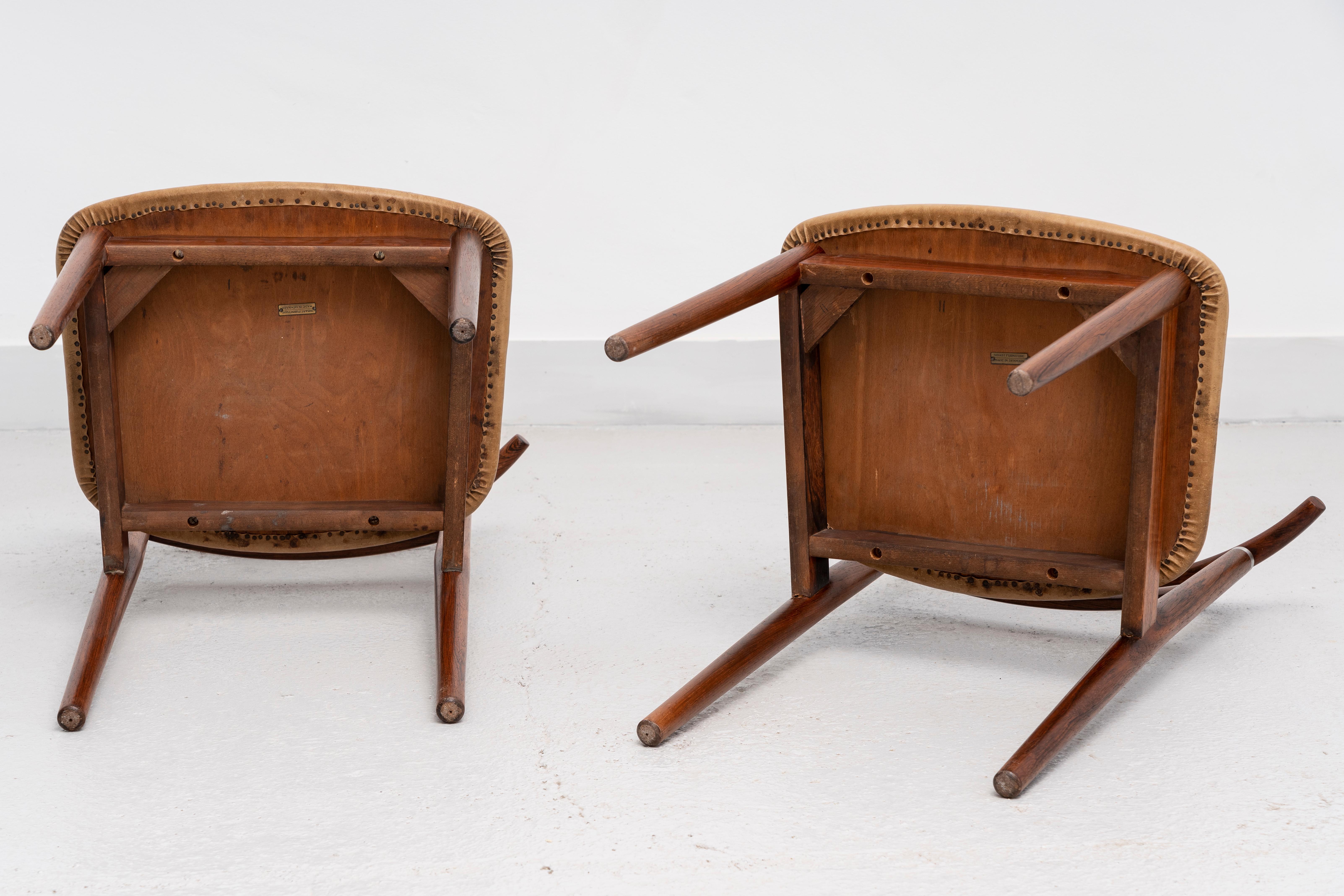 HELGE SIBAST ( Denmark, 1908-1984) Set of six chairs, model 465, c. 1962. For Sale 2