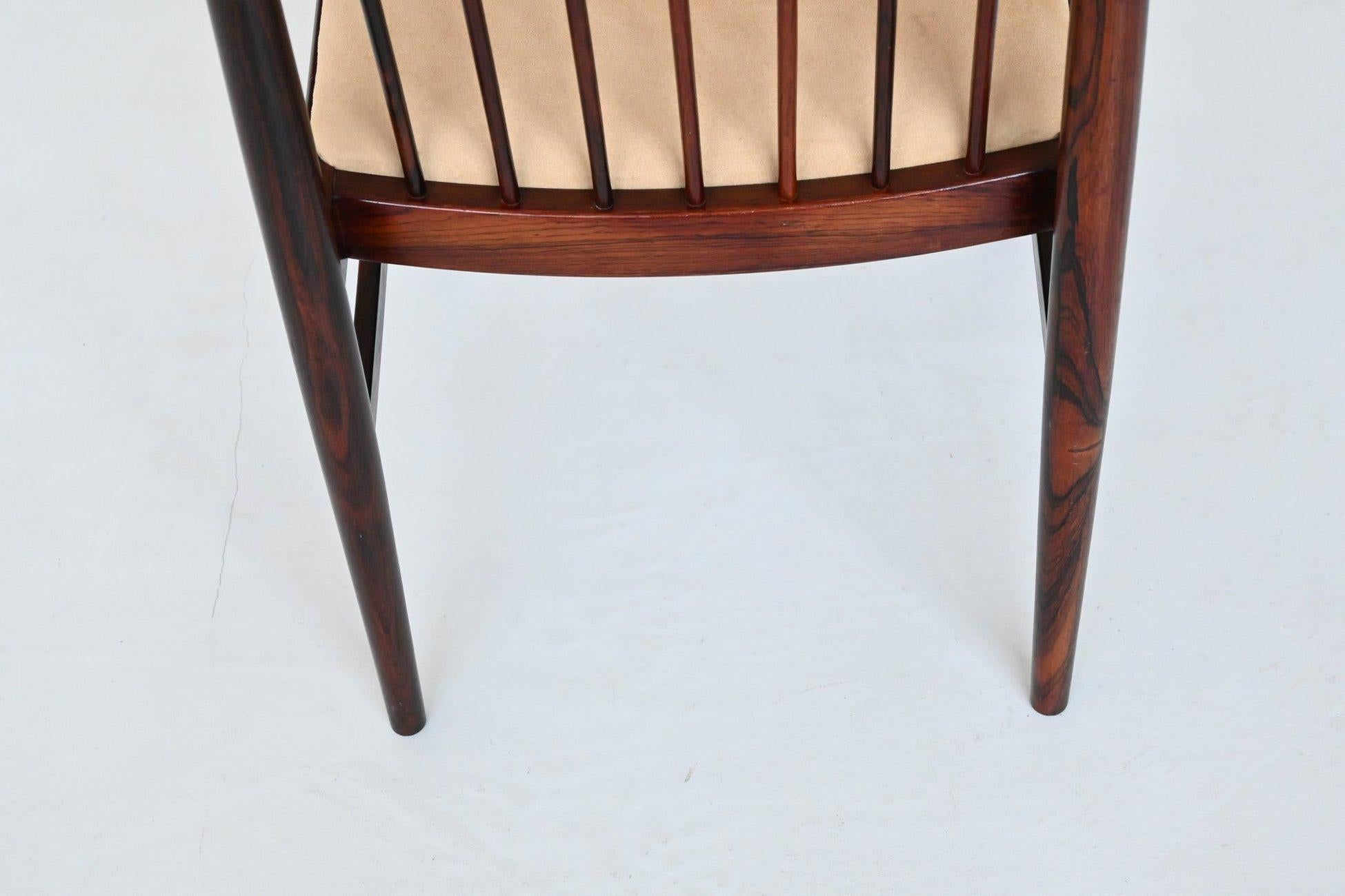 Helge Sibast dining chairs in rosewood and suede Denmark 1960 For Sale 8