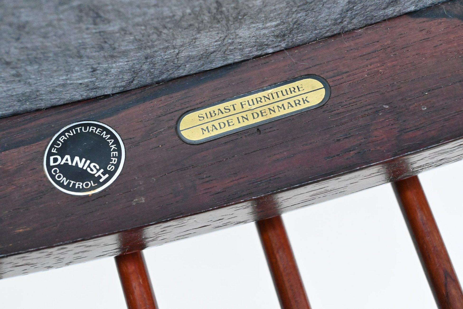 Helge Sibast dining chairs in rosewood and suede Denmark 1960 For Sale 13