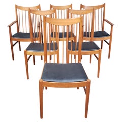 Helge Sibast for Sibast Teak Spindle Back Dining Chairs Model 422, Set of 6