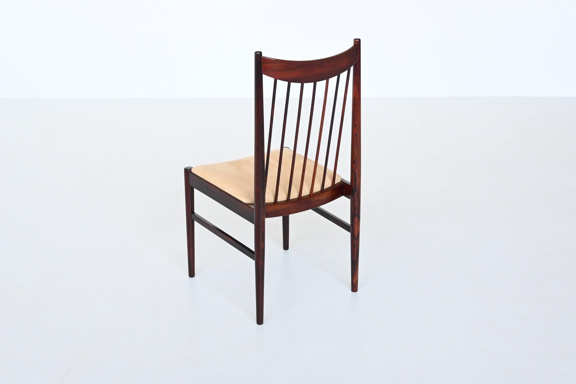 Helge Sibast model 422 dining chairs in rosewood Denmark 1960 For Sale 6