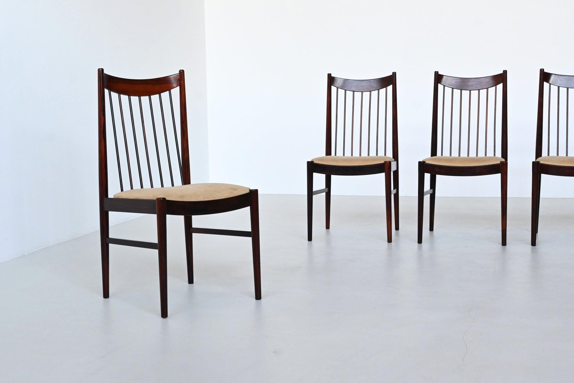 Helge Sibast model 422 dining chairs in rosewood Denmark 1960 In Good Condition For Sale In Etten-Leur, NL