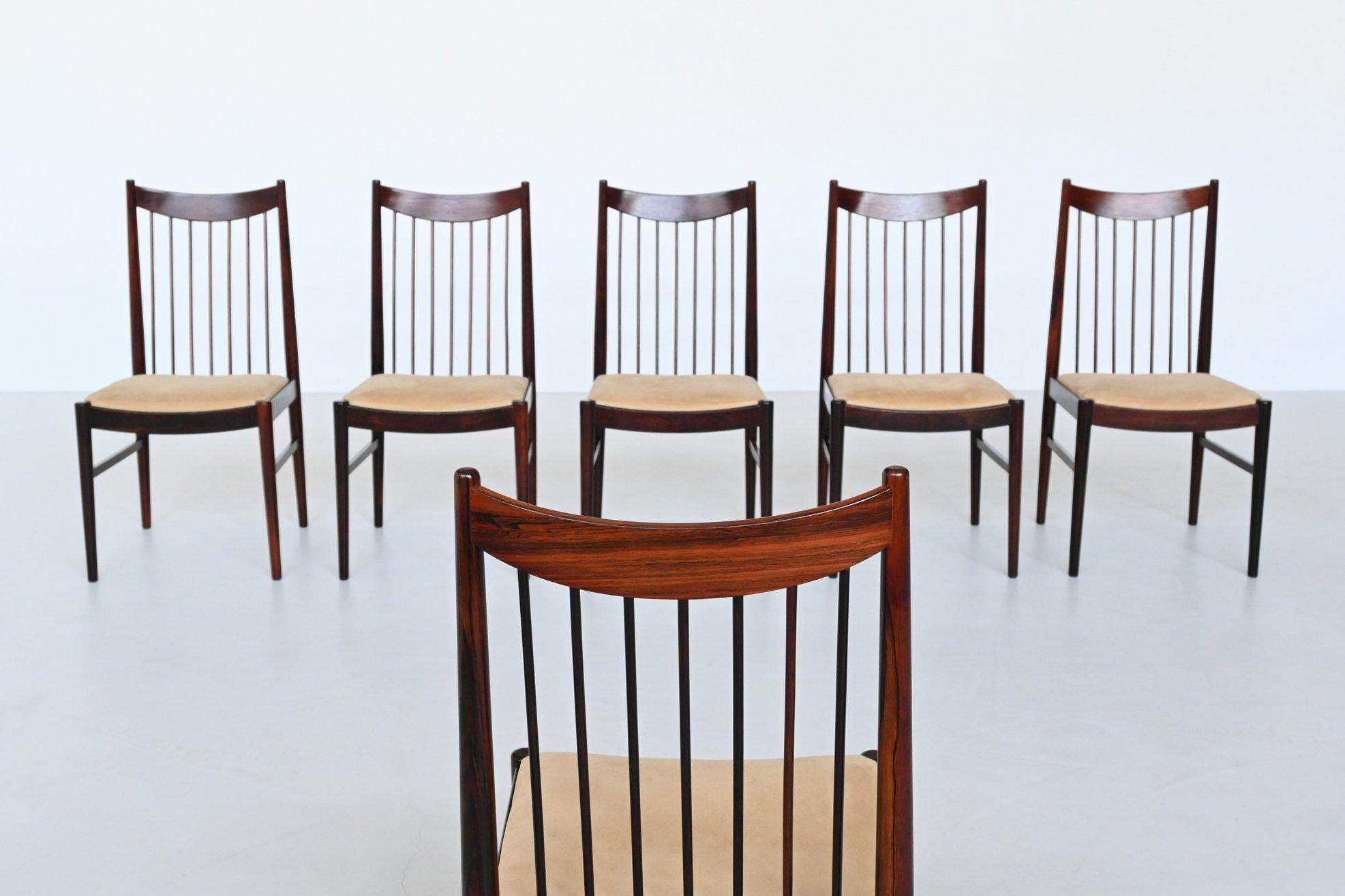 Mid-20th Century Helge Sibast model 422 dining chairs in rosewood Denmark 1960 For Sale