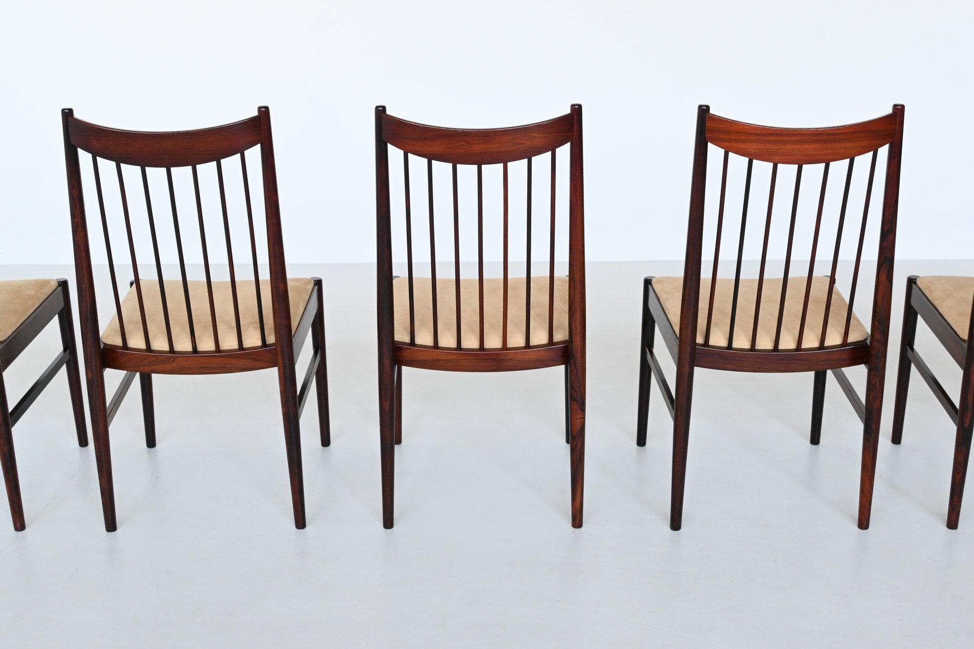 Helge Sibast model 422 dining chairs in rosewood Denmark 1960 For Sale 2