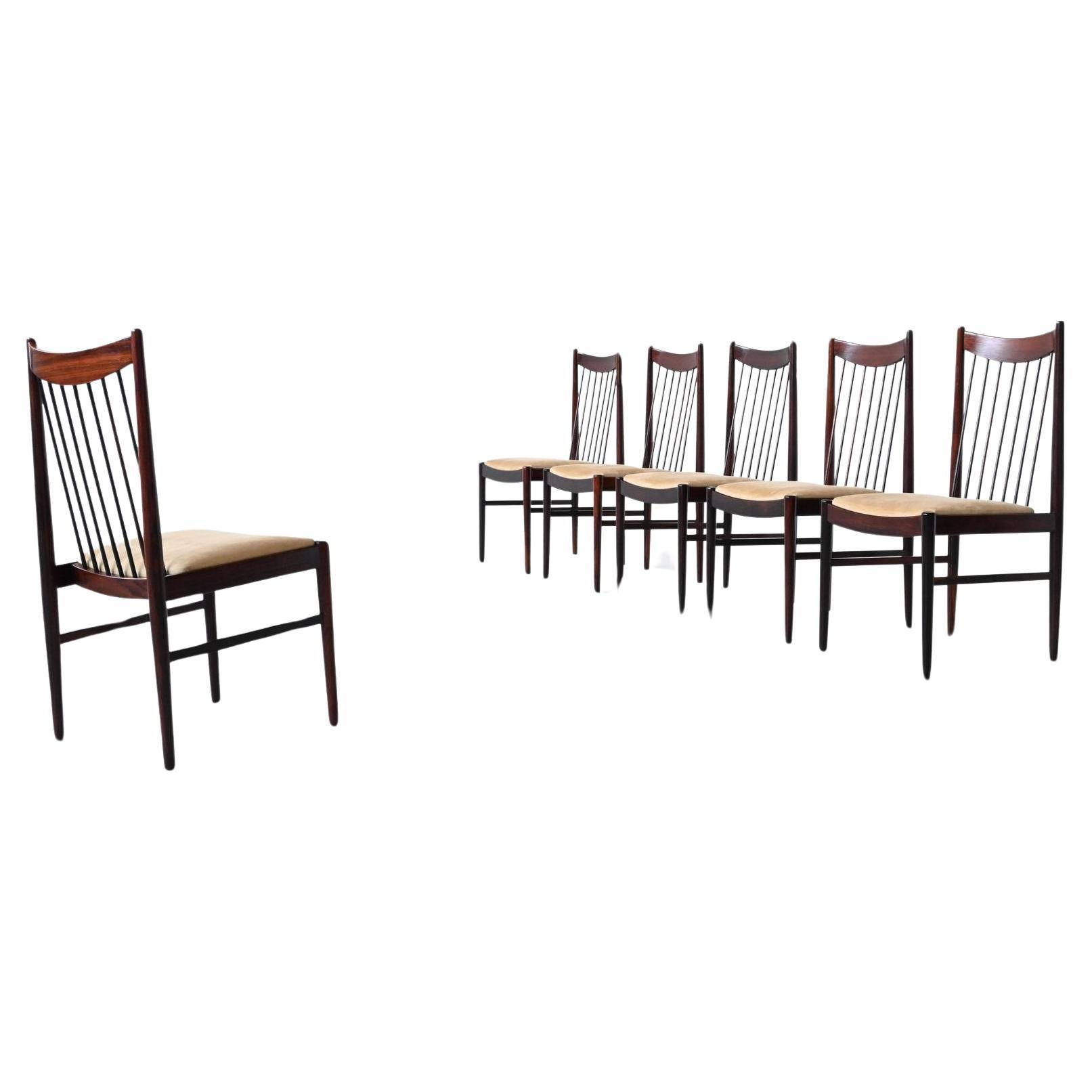 Chaises de salle à manger Helge Sibast modèle 422 en bois de rose Danemark 1960