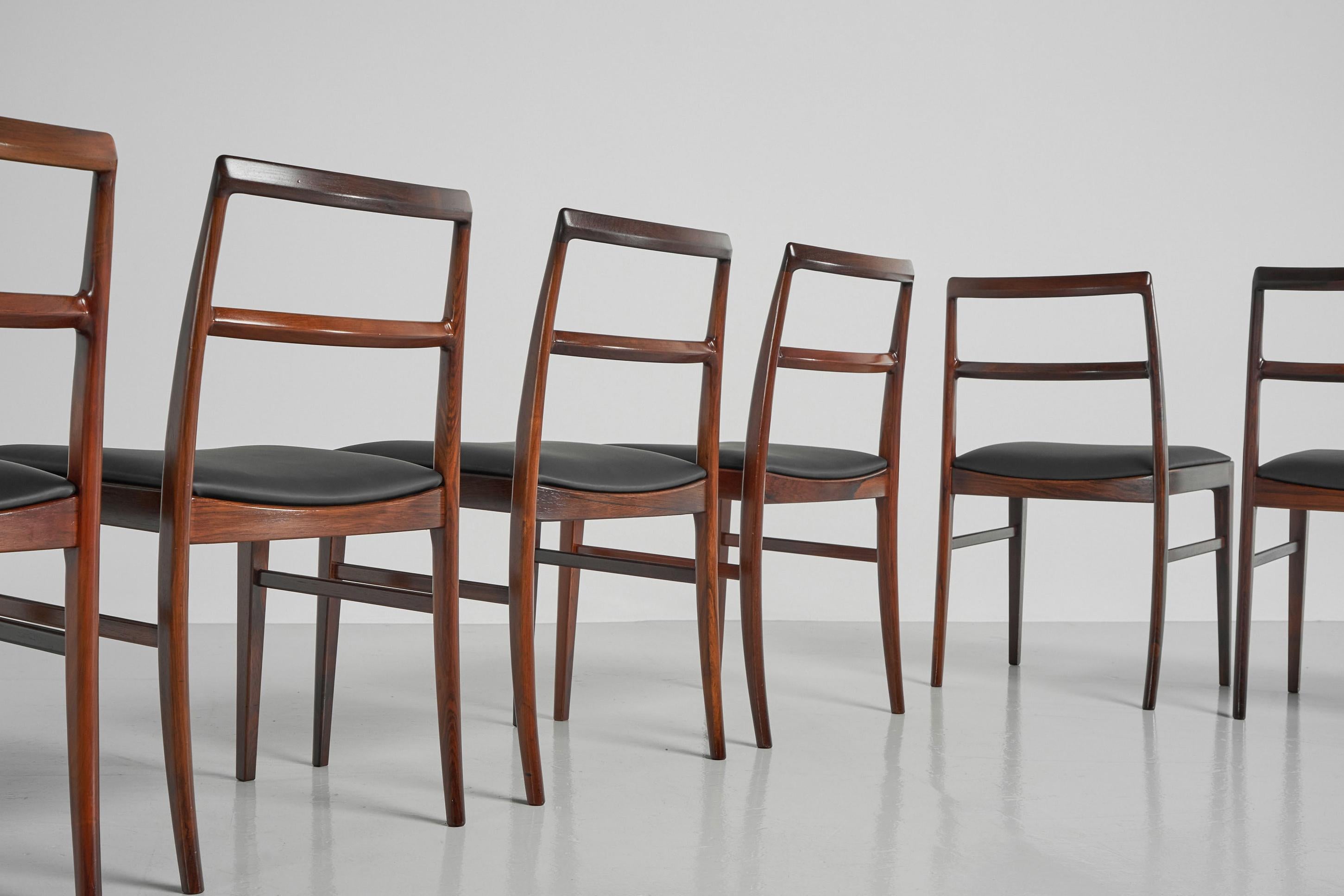 Leather Helge Sibast Model 430 Dining Chairs Denmark 1960