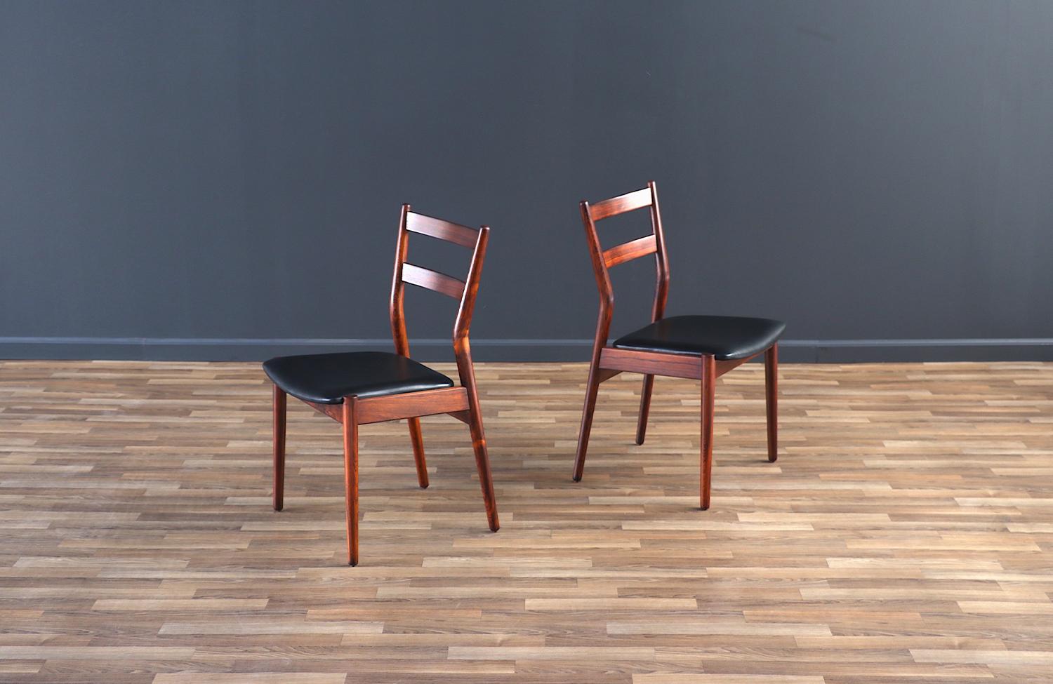 Restauradas por expertos - Sillas de comedor Helge Sibast de palisandro y cuero Estadounidense en venta