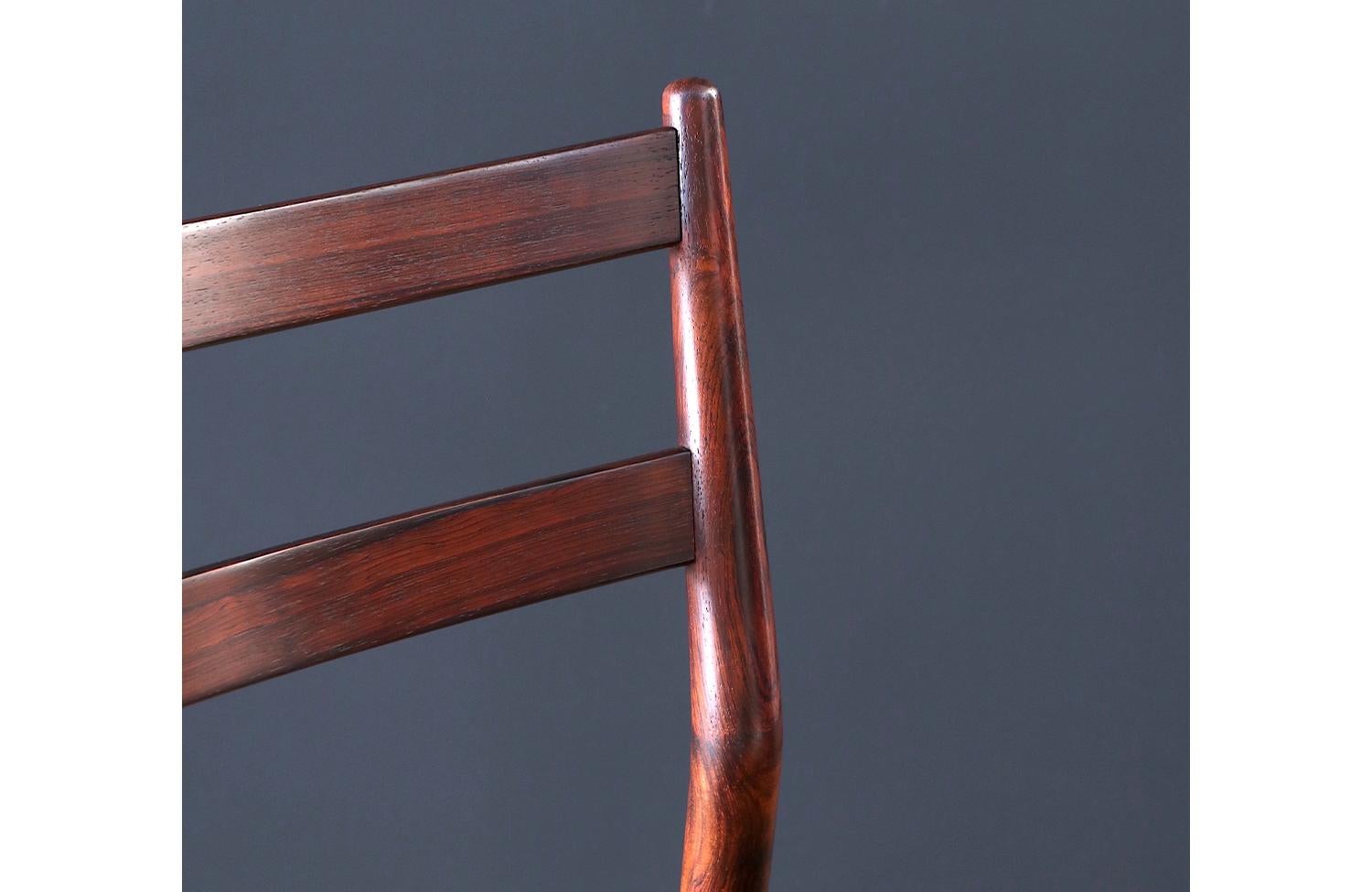 Restauradas por expertos - Sillas de comedor Helge Sibast de palisandro y cuero Cuero en venta