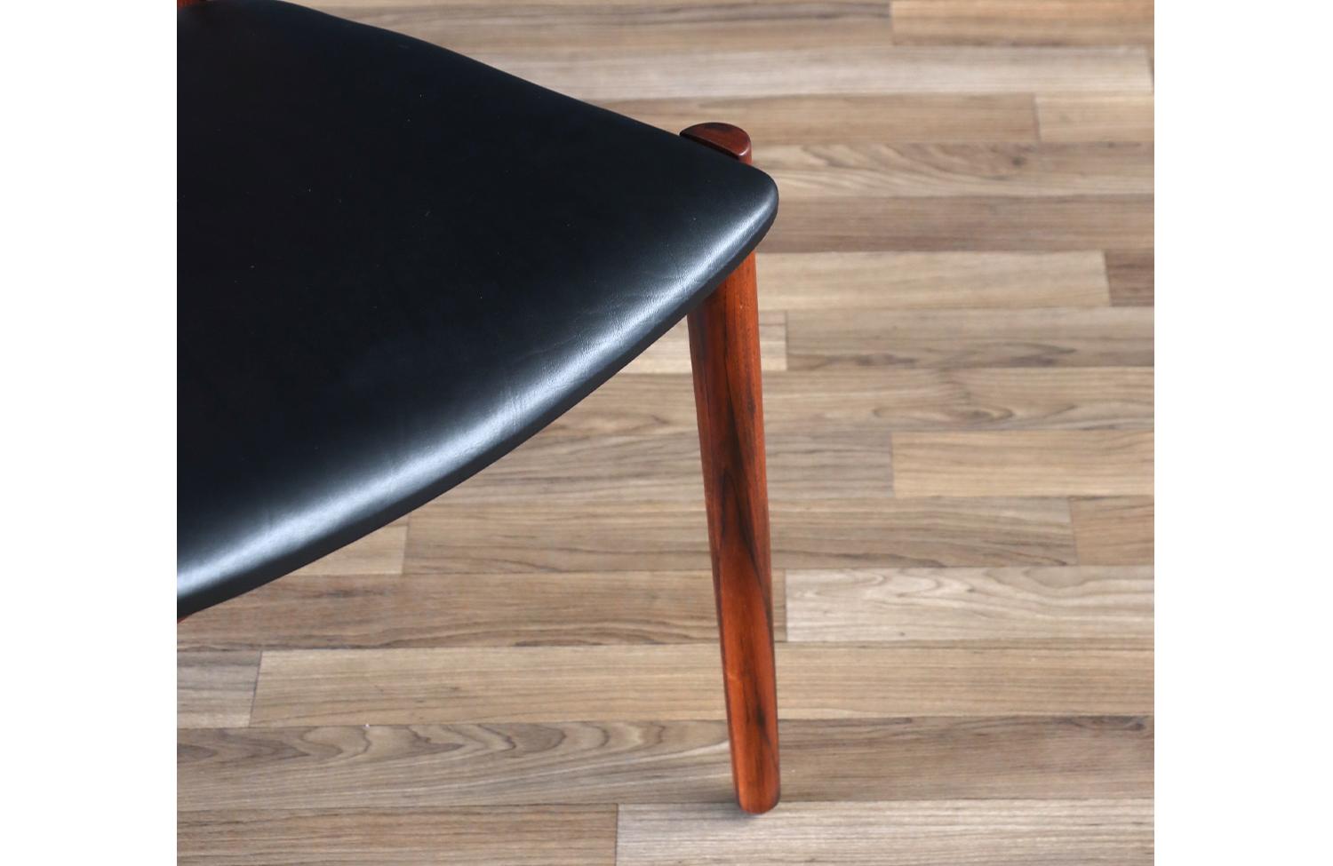Restauradas por expertos - Sillas de comedor Helge Sibast de palisandro y cuero en venta 2