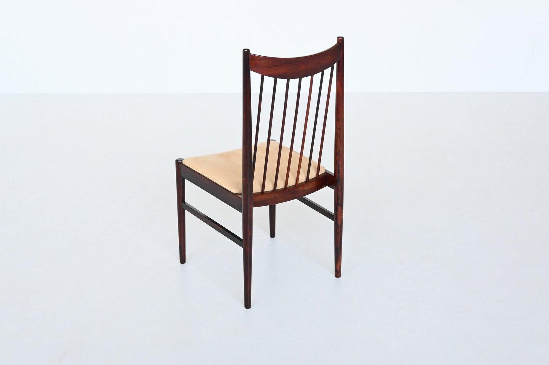 Helge Sibast set of six dining chairs in rosewood Denmark 1960 For Sale 8