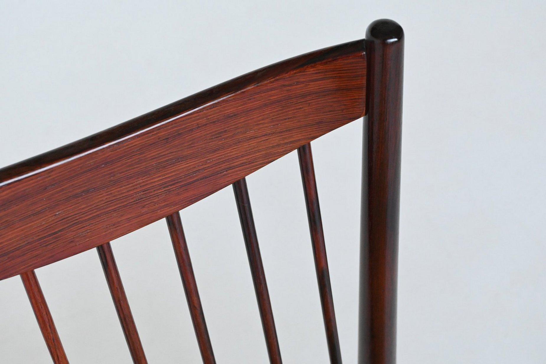 Helge Sibast set of six dining chairs in rosewood Denmark 1960 For Sale 10