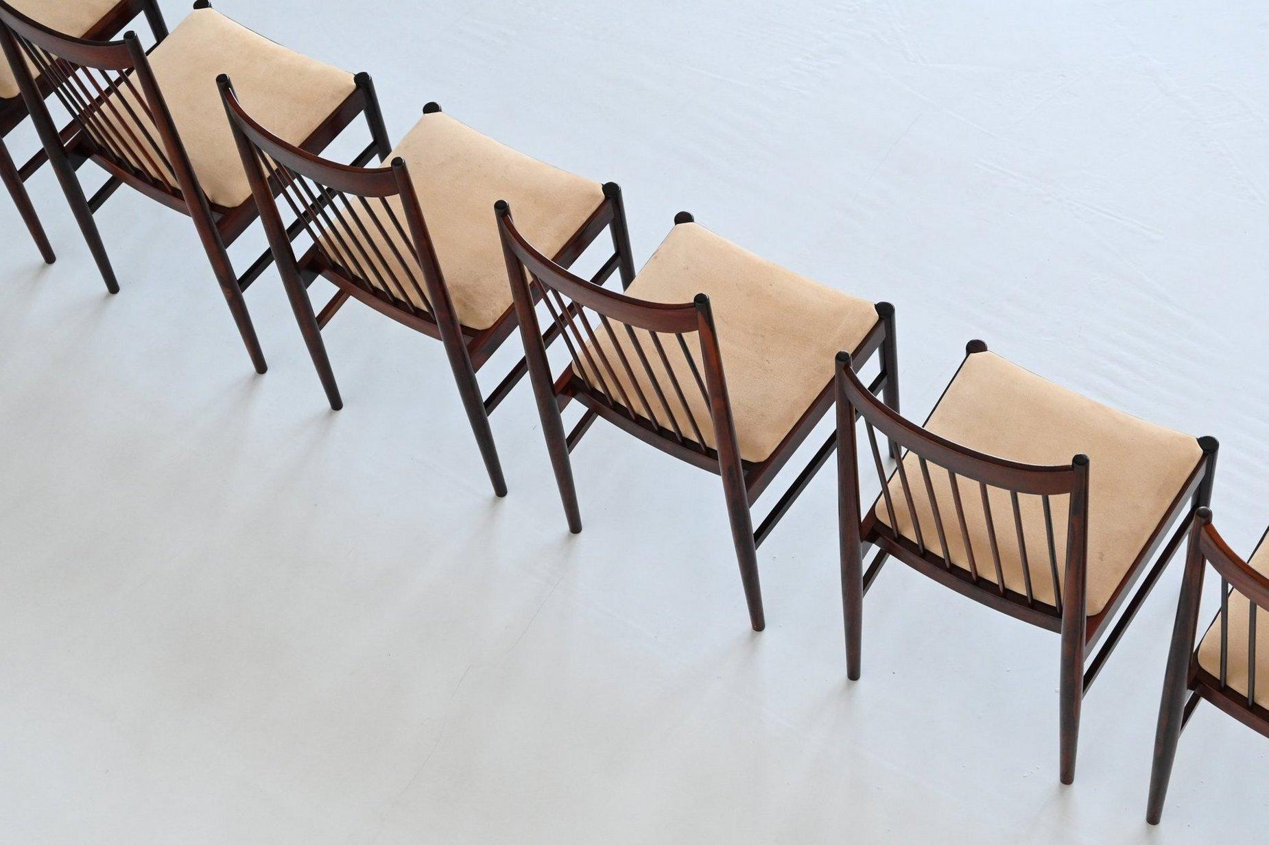 Helge Sibast set of six dining chairs in rosewood Denmark 1960 In Good Condition For Sale In Etten-Leur, NL