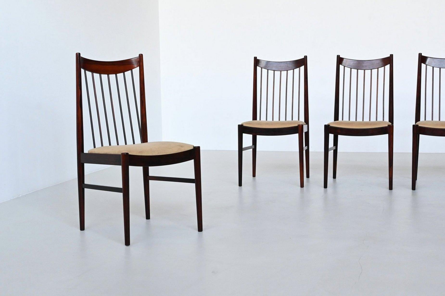 Mid-20th Century Helge Sibast set of six dining chairs in rosewood Denmark 1960 For Sale
